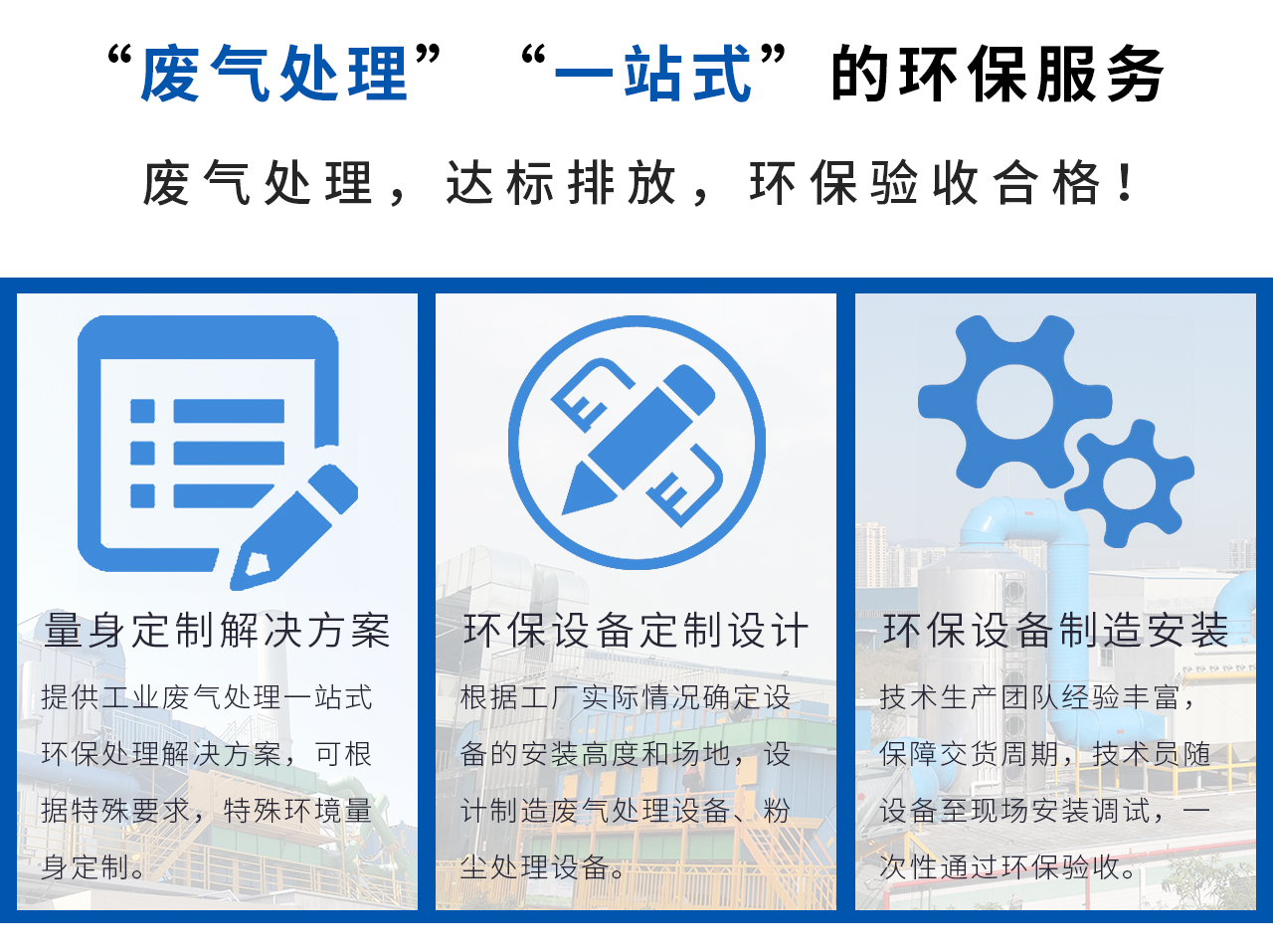 “廢氣處理，達(dá)標(biāo)排放，環(huán)保驗(yàn)收合格！